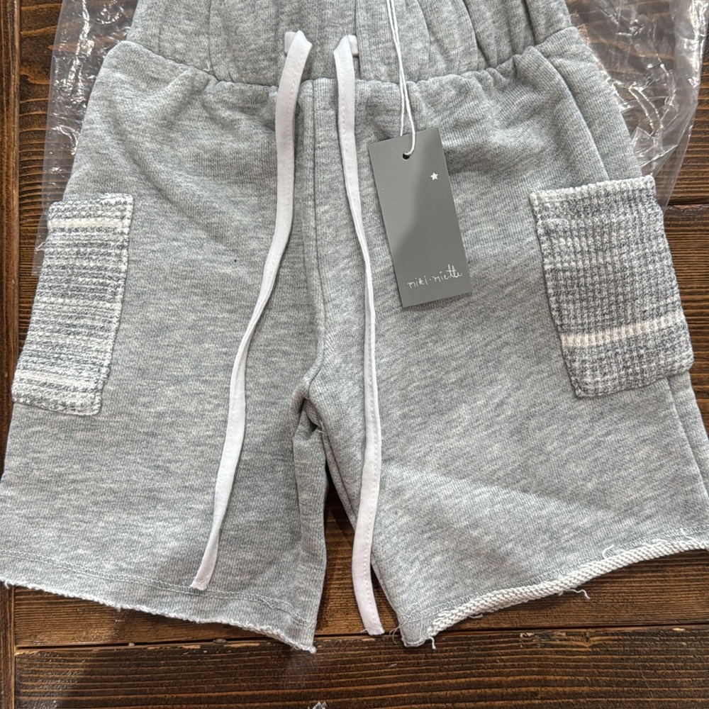 Cozy Gray Knit Pocket Kids Shorts